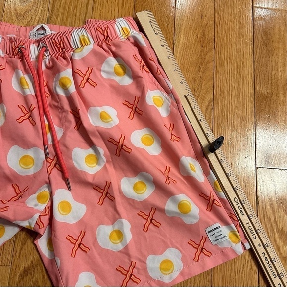Mosmann Australia Swim Trunks Bacon Eggs Pink X-Large 7” Inseam - Picture 8 of 9